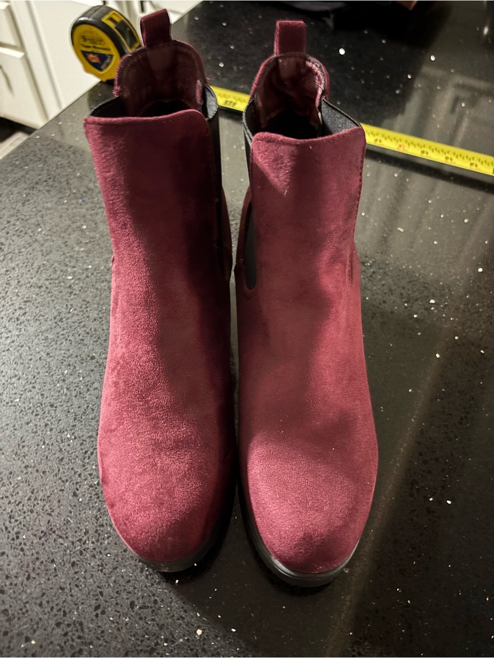 Dream Pairs Women's Burgundy Suede Chelsea Ankle Boots